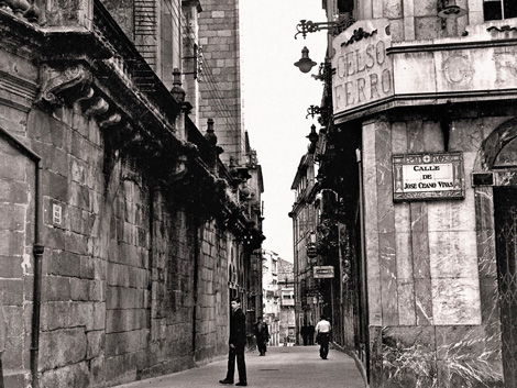 Calle de las Tiendas, antes de construir la escalinata oeste