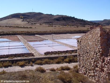 Salinas de Imón, estanques desde el almacén de San José