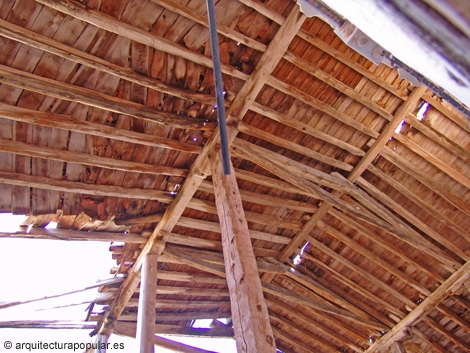 Salinas de Imón, almacén de San Antonio, estructura de cubierta